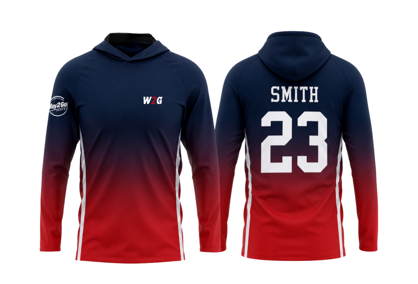 Way2Go Custom Sublimated Lightweight Hoodie - Customizable