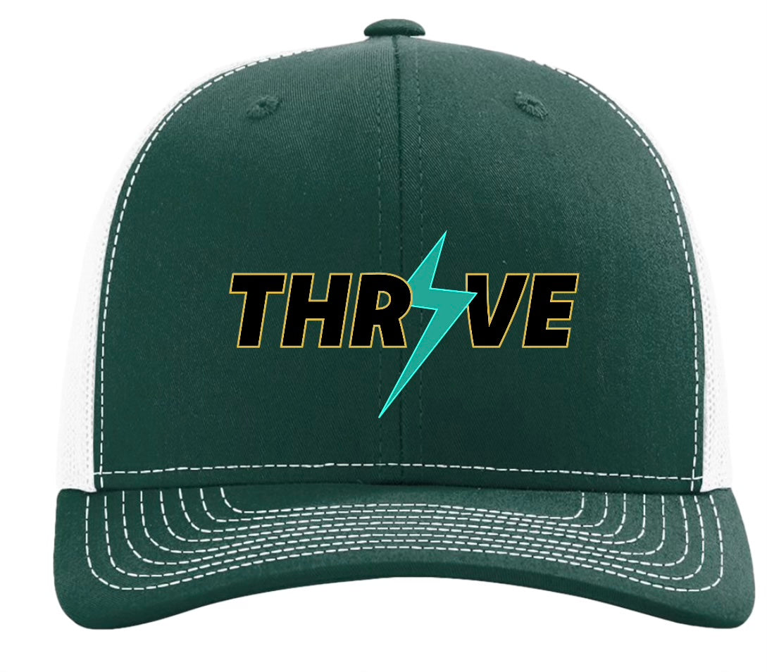 Thrive VBC Trucker Hat - green and white trucker hat with Thrive logo on front
