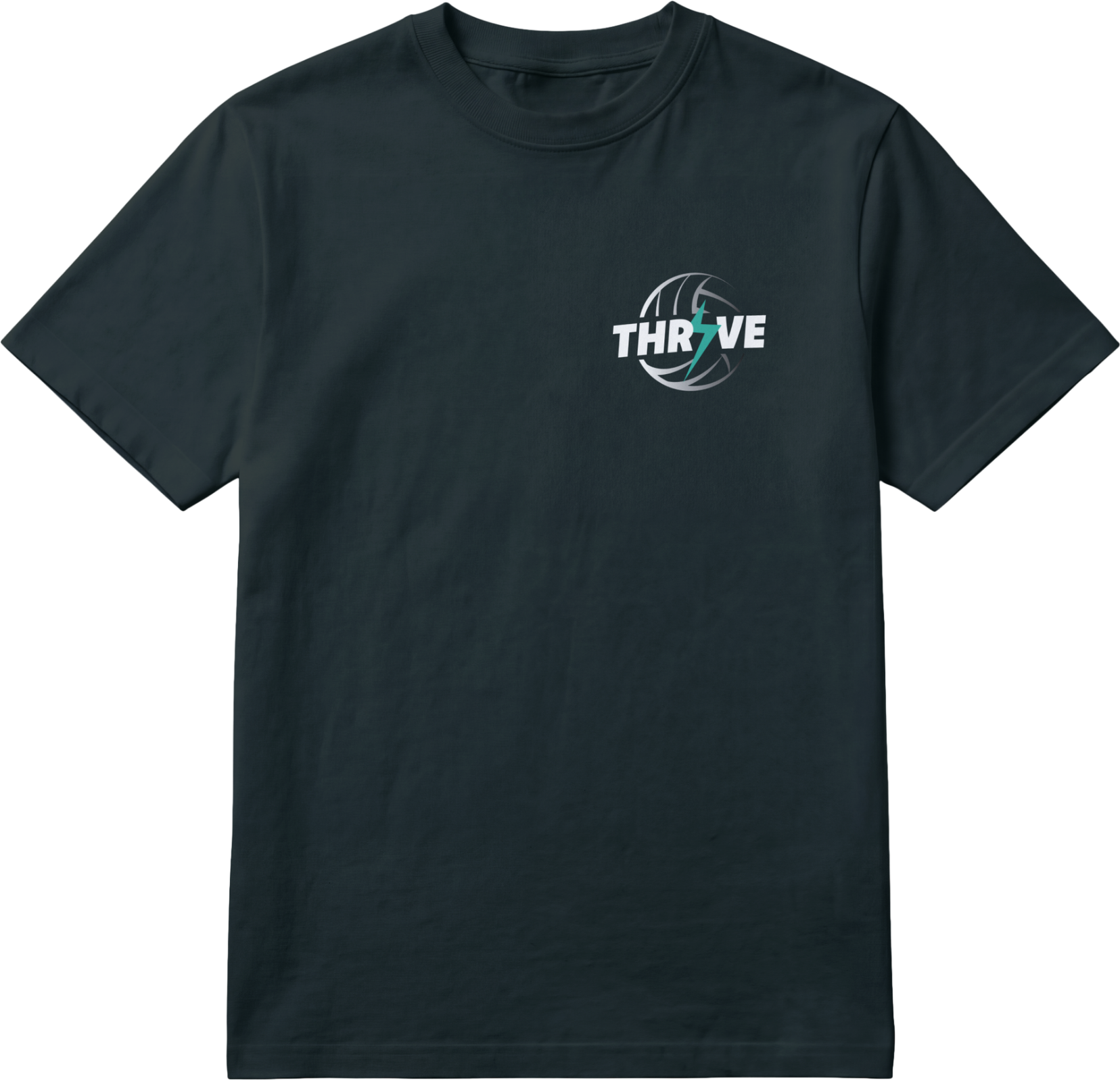 Thrive VBC Pocket Logo T-Shirt - Black, small chest volleyball logo