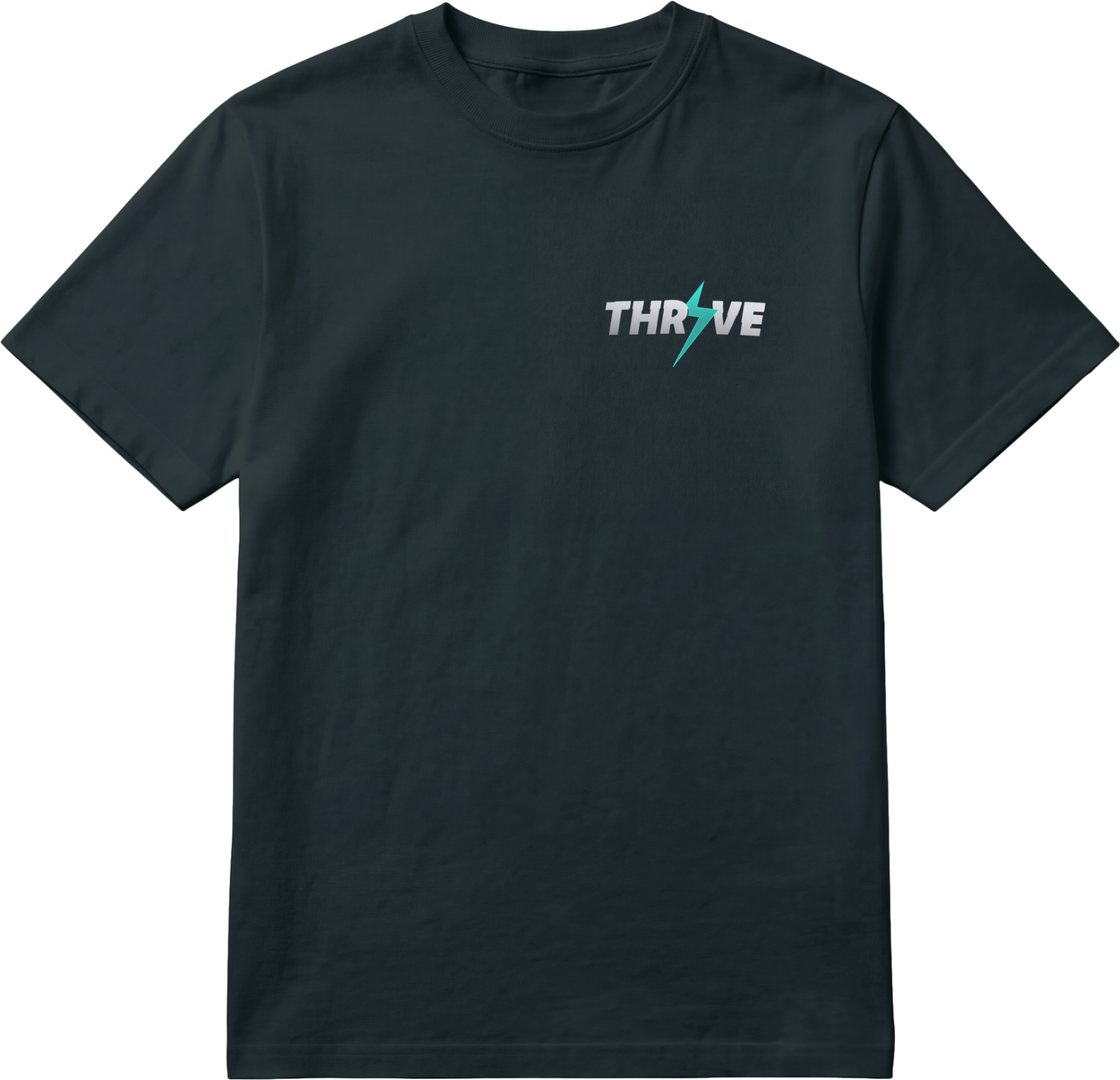 Thrive VBC Pocket T-Shirt - Black, small chest THRIVE wordmark