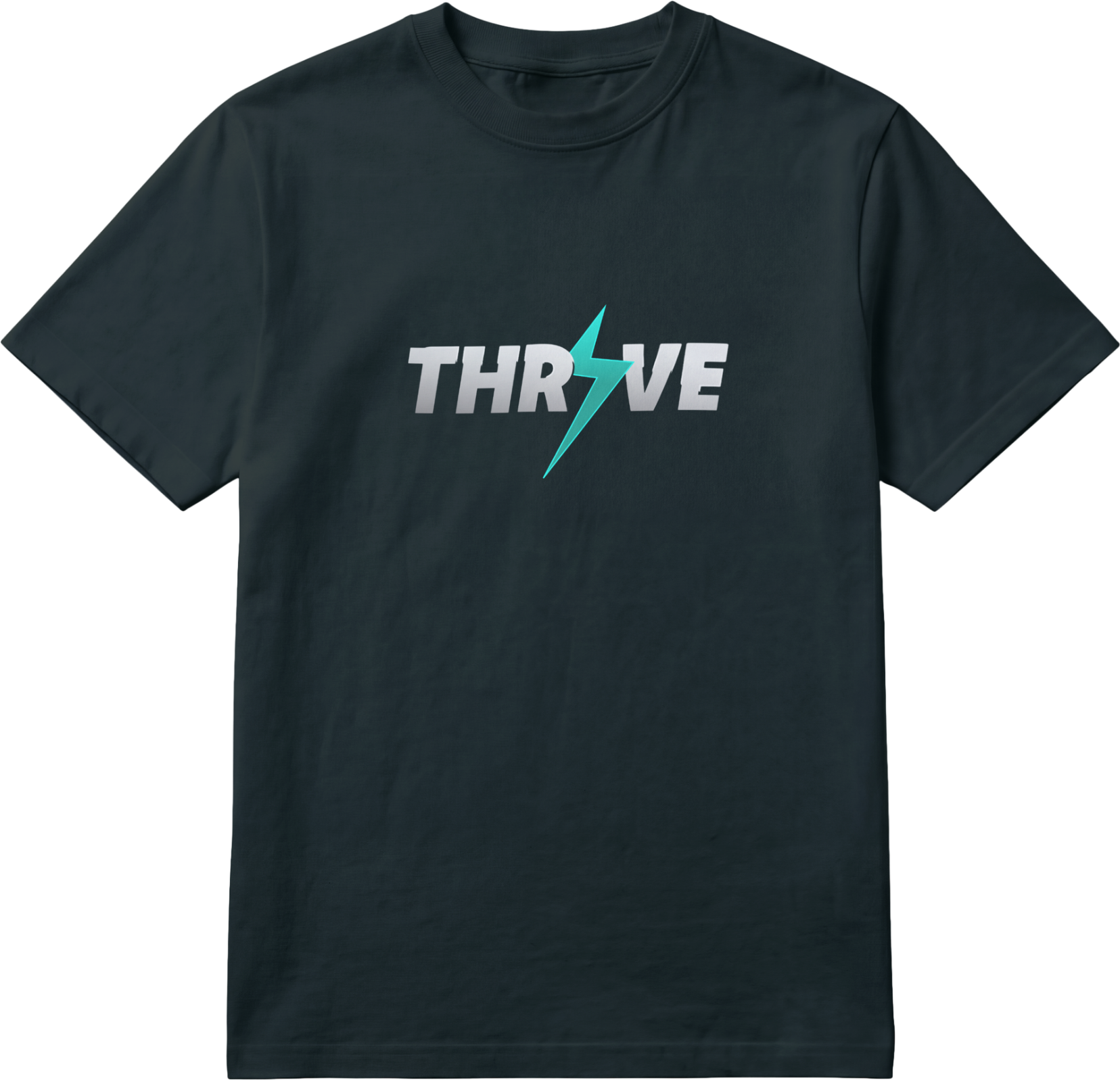 Thrive VBC T-Shirt - Black, center THRIVE wordmark